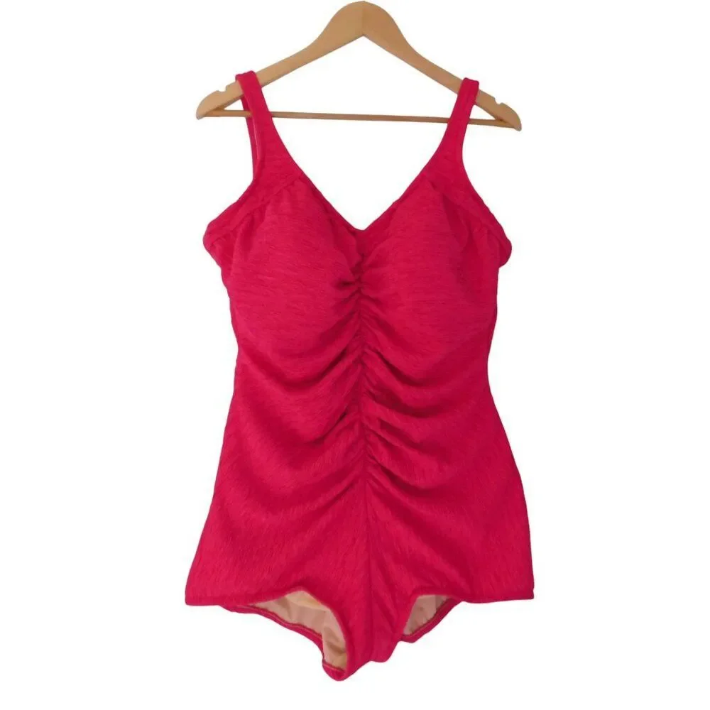 NEW Penbrooke Krinkle Swimsuit Size 22W Crossover Chlorine Proof Tummy‎ Control